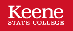Keene State College white on red logo